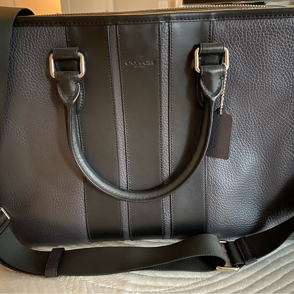 Coach Mens Bond Black leather laptop briefcase messenger bag satchel - Picture 10 of 16